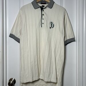 UltraClub Vintage 90s Made in USA Cream Full Swing Golf Embroidered Polo Shirt